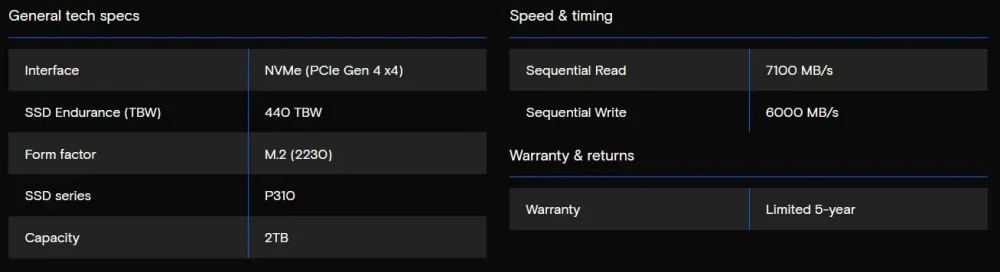 crucial p310 specs